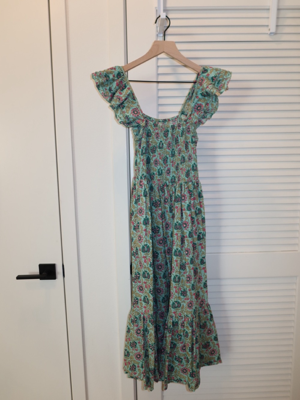 Green Floral Ruffled Maxi Dress